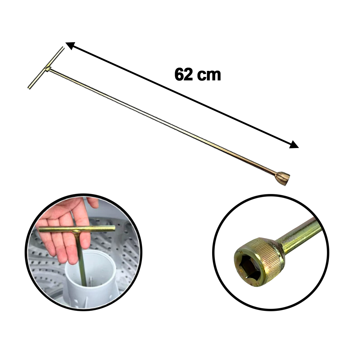 Chave T Longa 10mm para Agitador de Máquina de Lavar